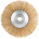 Корщетка-колесо с наклоном, гайка М14, стальная волнистая латунированная проволока 125 мм (39023)