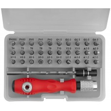 Отвертка с битами для точных работ, 30 CrV бит, удлинитель, пластиковый бокс (56175)