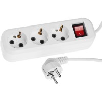 Бытовой удлинитель ПВС 3 х 0.75 мм2 3 гн. 5 м выключатель 2200 Вт СИБИН У-30 В 55036-5