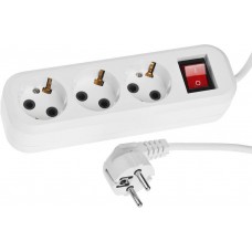 Бытовой удлинитель ПВС 3 х 0.75 мм2 3 гн. 5 м выключатель 2200 Вт СИБИН У-30 В 55036-5