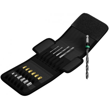 Набор бит-свёрл спиральных 18 пр. по дереву и набор бит с битодержателем Rapidaptor 1/4 C6.3 PZ/TX свёрла HSS 3/4/5/6/8 серия 849/855/867/18 Wera WE-104653