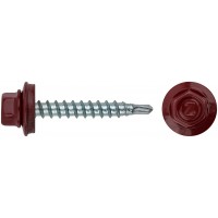 Шурупы кровельные со сверлом 4.8 х 32, красный RAL-3011 100шт. Фасовка (23563-0)