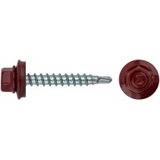 Шурупы кровельные со сверлом 4.8 х 32, красный RAL-3011 100шт. Фасовка (23563-0)