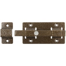 Задвижка накладная усиленная для дверей, квадратный ригель, бронза (66694)