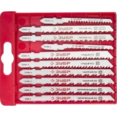 Набор полотен для лобзика 10 шт T-хвост. по дереву пласт. бокс ЗУБР 15580-H10