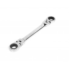 Ключ накидной двусторонний 16х17 мм трещоточный шарнирный хром HORTZ