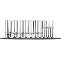 Набор глубоких торцевых головок 6-ти гранных 10 пр. на линейке, 5-14 мм 1/4