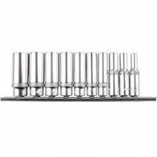 Набор глубоких торцевых головок 6-ти гранных 10 пр. на линейке, 5-14 мм 1/4
