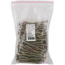 Шурупы желтопассированные, универсальные 6 х 80 100 шт Фасовка (21613-0)