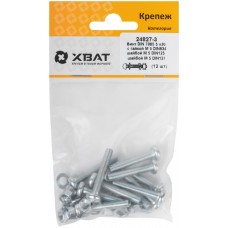 Комплект: Винт DIN7985 5х30, с гайкой М5 DIN934, шайбой М 5 DIN125, шайбой М 5 DIN127 (фасовка 12шт.) (24827-3)