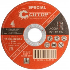 Профессиональный специальный диск отрезной по металлу, нержавеющей стали и алюминию Cutop Special, Т41-115 х 0,8 х 22,2 мм (50-853)