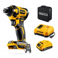 Винтоверт ударный бесщеточный 20 В, 180 Н·м, 1 АКБ LMS (2 А·ч), сумка STEHER CSB-180-21