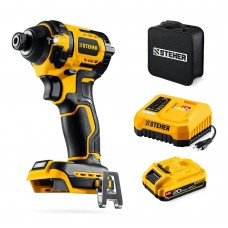 Винтоверт ударный бесщеточный 20 В, 180 Н·м, 1 АКБ LMS (2 А·ч), сумка STEHER CSB-180-21