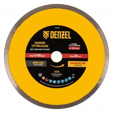 Диск алмазный сплошной, супертонкий, 250 х 25,4 мм, горячее прессование, мокрое резание Denzel (73160)