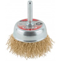 Корщетка чашечная, со шпилькой, стальная латунированная волнистая проволока 50 мм (38466)