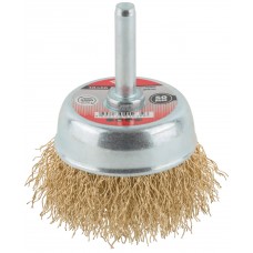 Корщетка чашечная, со шпилькой, стальная латунированная волнистая проволока 50 мм (38466)