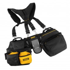 Пояс монтажника усиленный, с лямками, сумки поясные, держатель для молотка Denzel