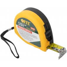 Рулетка Профи, калибр.лента, нейл.покр., магн.крючок, эласт.корпус черн-желт., двойн.стопор 10 м х 25 мм