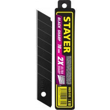 Лезвия сегментированные черные особоострые BLACK SHARP, 18 мм, 10 шт STAYER 0920-S10