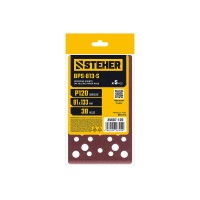 Лист шлифовальный на липучке STEHER BPS-813-S 81х133 мм Р120 46 отв. 5 шт. 35687-120  