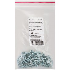 Винт с потайной головкой с полной резьбой оцинкованный DIN 965 3х10 100 шт Фасовка (27752-0)