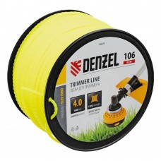 Леска для триммера витой квадрат, 4,0мм х 106м, на DIN катушке FLEX CORD Denzel (96803)