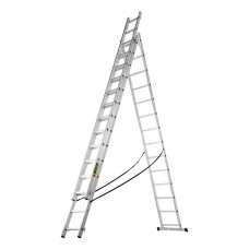 Лестница, 3 х 14 ступеней, алюминиевая, трехсекционная, Сибртех (97824)