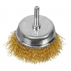 Щетка для дрели, 75 мм, чашка со шпилькой, латунированная витая проволока Matrix (74478)