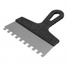 Шпатель из нержавеющей стали, 200 мм, зуб 10 х 10 мм, пластмассовая ручка Сибртех (85482)