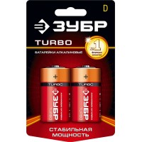 Батарейки алкалиновые TURBO, D x 2, 1.5 В ЗУБР 59217-2C_z01