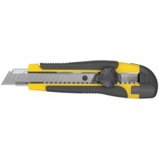 Нож технический 18 мм усиленный прорезиненный, вращ.прижим, лезвие 15 сегментов (10255)