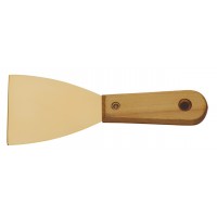 Шпатель малярный широкий 75 мм AlCu ручка деревянная искробезопасный 204E-1002, HORTZ