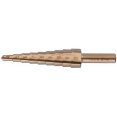 Сверло ступенчатое HSS Co5% ( Р6М5К5 ) по металлу, 9 ступеней, 4-12 мм
