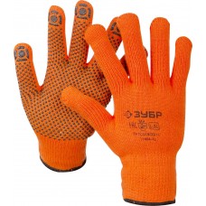 Перчатки АНГАРА L-XL, акриловые сигнального цвета с начёсом, точечное ПВХ покрытие, утеплённые, 10 класс ЗУБР Профессионал 11464-XL