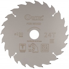 Диск пильный по дереву с тефлоновым покрытием 24Т, CUTOP Profi plus, 230 х 1,6/2,4 х 32/30/25,4/20 мм (75-23024Т)