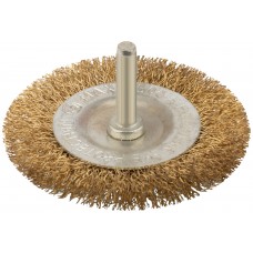 Корщетка дисковая прямая, со шпилькой, стальная латунированная волнистая проволока 75 мм (38464)