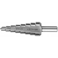 Сверло ступенчатое 6-20 мм, 8 ступеней, сталь HSS STAYER 29660-6-20-8