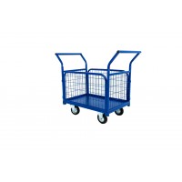 Тележка платформенная TOR ТП-6С (800х1200) с бортами из сетки и двумя ручками (колеса 160 мм) (1033450)