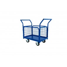 Тележка платформенная TOR ТП-6С (800х1200) с бортами из сетки и двумя ручками (колеса 160 мм) (1033450)