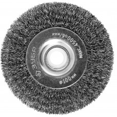 Щетка-крацовка дисковая для точильно-шлифовального станка 100?12.7 мм витая стальная проволока 0.3 мм ЗУБР Профессионал 35185-100_z02