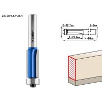 Фреза кромочная 12.7?25.4 мм с нижним подшипником 3 лезвия хвостовик 8 мм ЗУБР Профессионал 28728-12.7-25.4