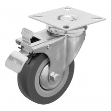 Колесо поворотное с тормозом D 75 мм, крепление платформенное Сибртех (68720)