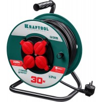 Силовой удлинитель на катушке 3 x 1.5 мм? 30 м P-315 ПВС 3500 Вт IP44 KRAFTOOL 55084-30