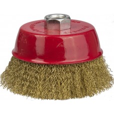 Щетка-крацовка чашечная для УШМ 100 мм, витая стальная латунированная проволока 0.3 мм Professional STAYER 35125-100_z01