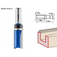 Фреза пазовая прямая 19?38 мм с верхним подшипником хвостовик 12 мм ЗУБР Профессионал 28756-19-38-12