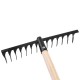 Грабли стальные, 350х1300 мм, 14 витых зубьев, деревянный черенок, Сибртех (61768)