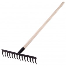 Грабли стальные, 360х1300 мм, 14 прямых зубьев, деревянный черенок, Сибртех (61742)