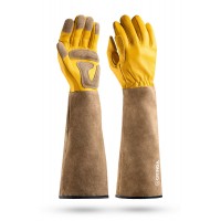 GRINDA ROSE, M (8), кожаные садовые перчатки для колючих кустарников с увеличенной крагой, усиленная ладонь и кончики пальцев, PRO Line (11303-M)