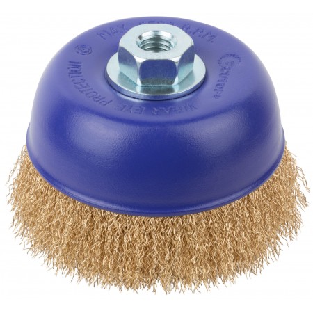 Щетка для УШМ, М14, тип Чашка, латун. витая проволока 0,3 мм, 125 мм, блистер, CUTOP Profi (82-896)