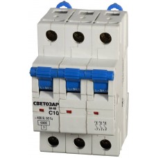 Автоматический выключатель ВА-60, 3P, 10А, C, 6кА СВЕТОЗАР SV-49063-10-C